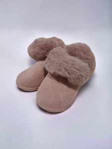 Pink Furry Kids Hard Sole Slipper