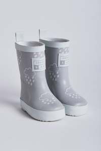 Light Grey Colour-Changing Kids Gumboots SIZE UK6 - SECOND