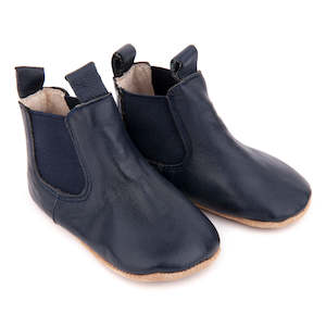 Footwear: Pre-Walker Leather Boots - Navy