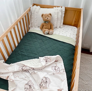 Cot Quilts: Forest Sage Cot Coverlet