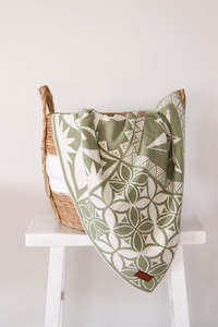 Cotton Knitted Blanket - Sage Green