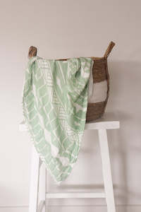 Blankets: Tautua Layered Muslin Blanket (Samoa) - Olive