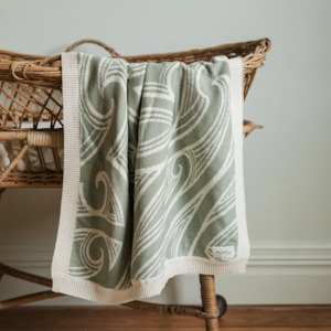 Blankets: Knitted pēpi blanket- sage green