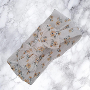 Bows 1: Stretch Bow Headband - Yellow Floral