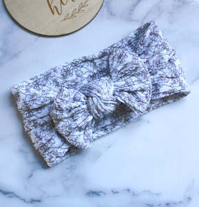 Bows 1: Stretch Bow Headband - Grey Floral