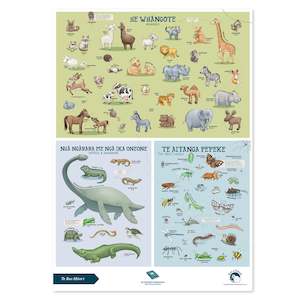 Wall Prints: Te Reo Māori Animals A2 Poster