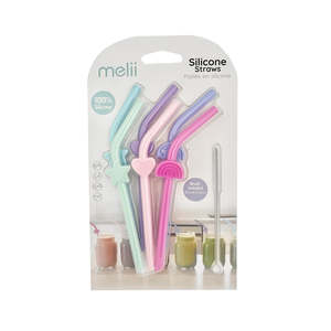 Melii Baby: Melii Silicone Straws 6pk - Rainbow/Heart/Stars