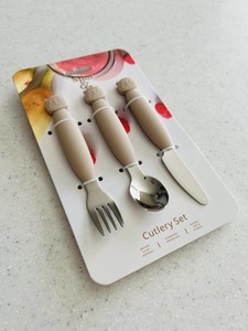 Tableware: Mini & Me Metal Cutlery Set Almond