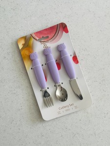 Tableware: Mini & Me Metal Cutlery Set Lilac