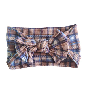 Bows 1: Stretch Bow Headband - Brown Plaid