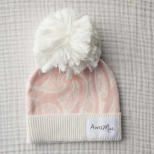 Bows: Knitted Pēpi Beanie - Pink
