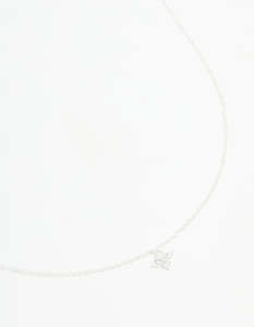 Sterling Silver Cubic Zirconia Micro Flower Pendant Necklace