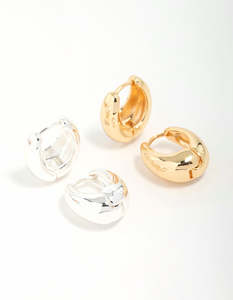 Multi: Mixed Metal Hoop Earrings 2-Pack