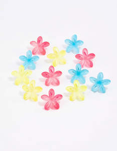 Kids Hair Accessories: Kids Pastel Frangipani Flower Hair Clips 12-Pack