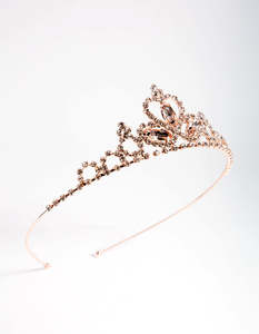 Kids Hair Accessories: Kids Rose Gold Diamante Tiara Headband