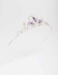 Kids Hair Accessories: Kids Silver Lilac Diamante Tiara