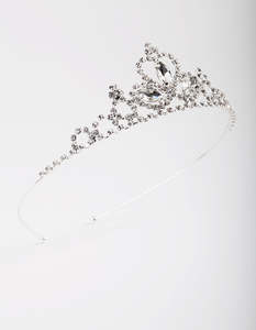 Kids Hair Accessories: Kids Silver Diamante Tiara Headband
