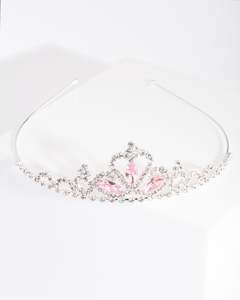 Kids Silver Stone Diamante Tiara Headband