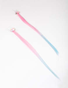 Kids Hair Accessories: Kids Pink & Blue Bunny Hair Extension Clip