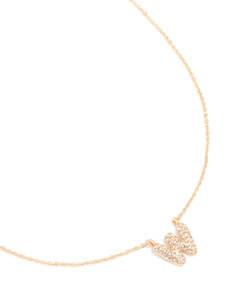 Kids Necklaces: Kids Gold Cubic Zirconia Letter W Necklace