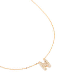 Kids Gold Cubic Zirconia Letter N Necklace