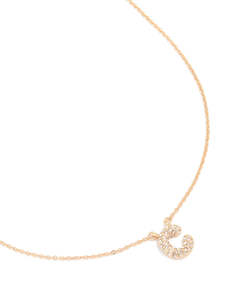 Kids Gold Cubic Zirconia Letter C Necklace
