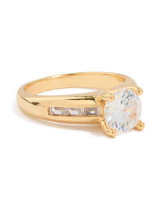 Engagement Rings: Gold Plated Cubic Zirconia Round Band Ring