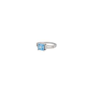 Engagement Rings: Silver Cubic Zirconia Square Double Band Ring