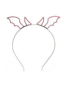 Headbands: Black Coated Metal & Red Diamante Devil Horn Headband