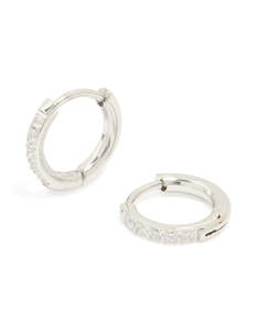 Surgical Steel Cubic Zirconia Classic Hoop Earrings