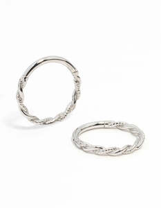 Surgical Steel Earrings: Surgical Steel Twisted Sleeper Hoop Earrings 10MM