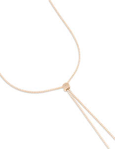 Gold Long Cubic Zirconia Lariat Necklace