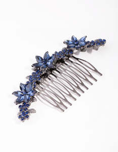 Bridal Hair Accessories: Gunmetal Simple Diamante Flower Comb