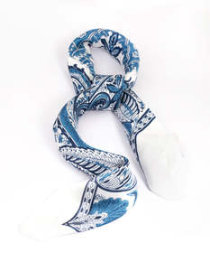 Bandanas Hair Scarves: Blue Floral Paisley Print Bandana Hair Scarf