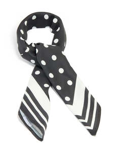 Bandanas Hair Scarves: Black & White Polka Dot Fabric Scarf