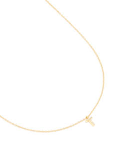 Gold Necklaces: Gold Plated Brass Cubic Zirconia Letter L Necklace