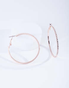 Rose Gold Small Diamond Hoop Earrings