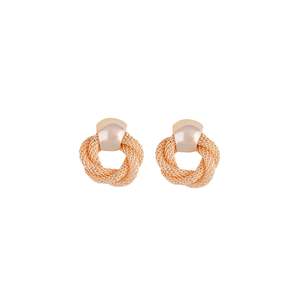 Rose Gold Earrings: Rose Gold Twisted Chain Circle Earrings