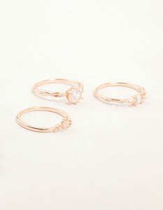Rose Gold Plated Cubic Zirconia Stacking Rings 3-Pack