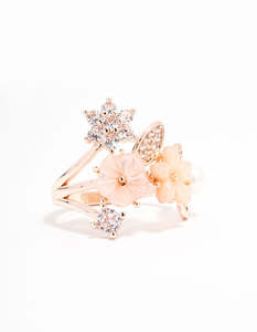 Rose Gold Fashion: Rose Gold Plated Floral Bouquet Ring