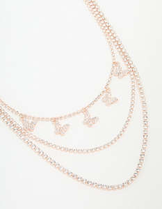 Rose Gold Butterfly Layered Necklace
