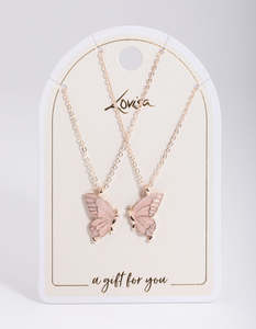 Rose Gold Best Friend Butterfly Necklace Pack