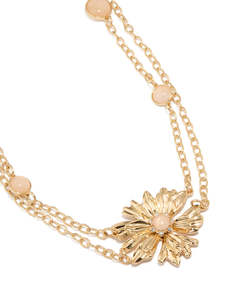 Gold Pink Gem Flower Layered Belt