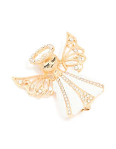 Brooches Pins: Gold Diamante Angel Brooch