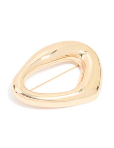 Brooches Pins: Gold Organic Oval Brooch