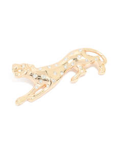 Gold Diamante Jaguar Brooch