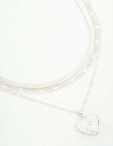 Silver Fashion: Silver Chain & Figaro Heart Locket Layered Necklace