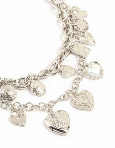 Silver Fashion: Silver Layered Heart Charm Necklace