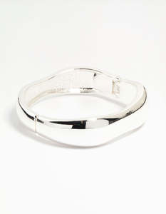 Silver Thin Wrist Hinged Bangle