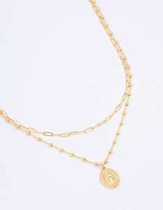 Coin: Gold Plated Layered Coin Necklace